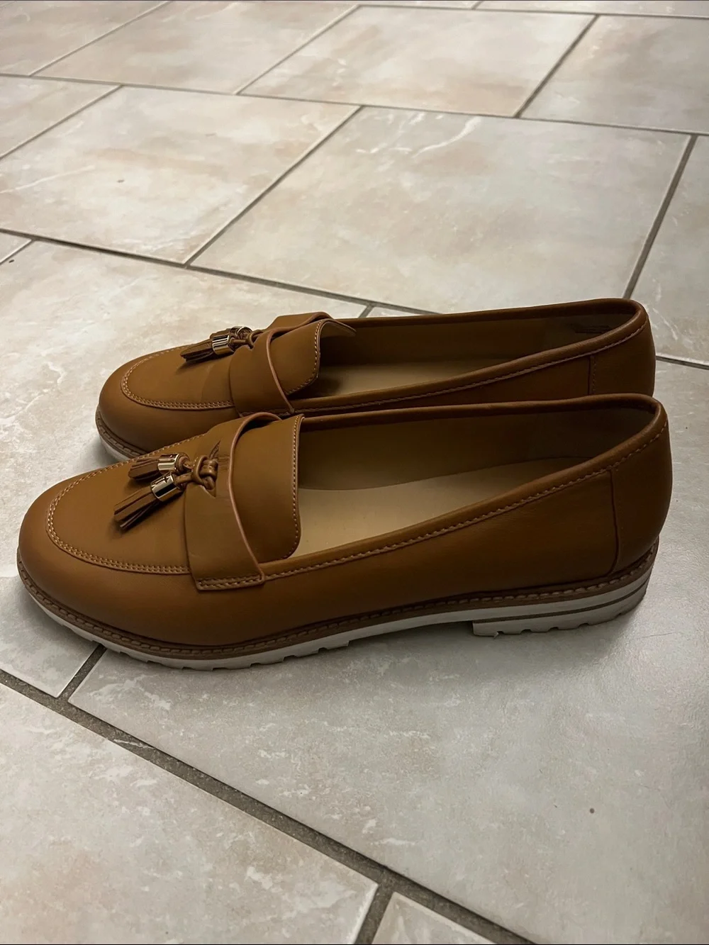 Talbots Cognac Leather Tassel Loafers